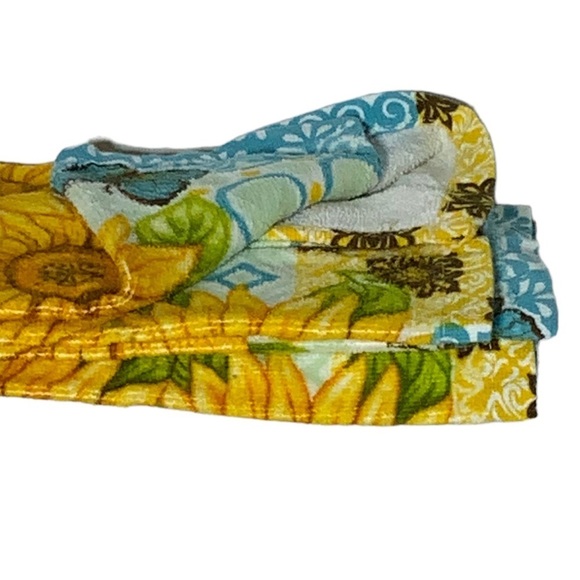 Farmers Market Sunflower Butterfly Kitchen Towels Absorbent Cotton Velour 2 PC - Picture 9 of 16